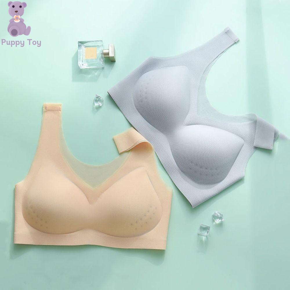 TESDFD Siêu mỏng Áo ngực không đường may cho nữ Lụa băng Trong suốt Áo ngực chữ V sâu không dây Thời trang Nội y Áo ngực nâng ngực Nữ