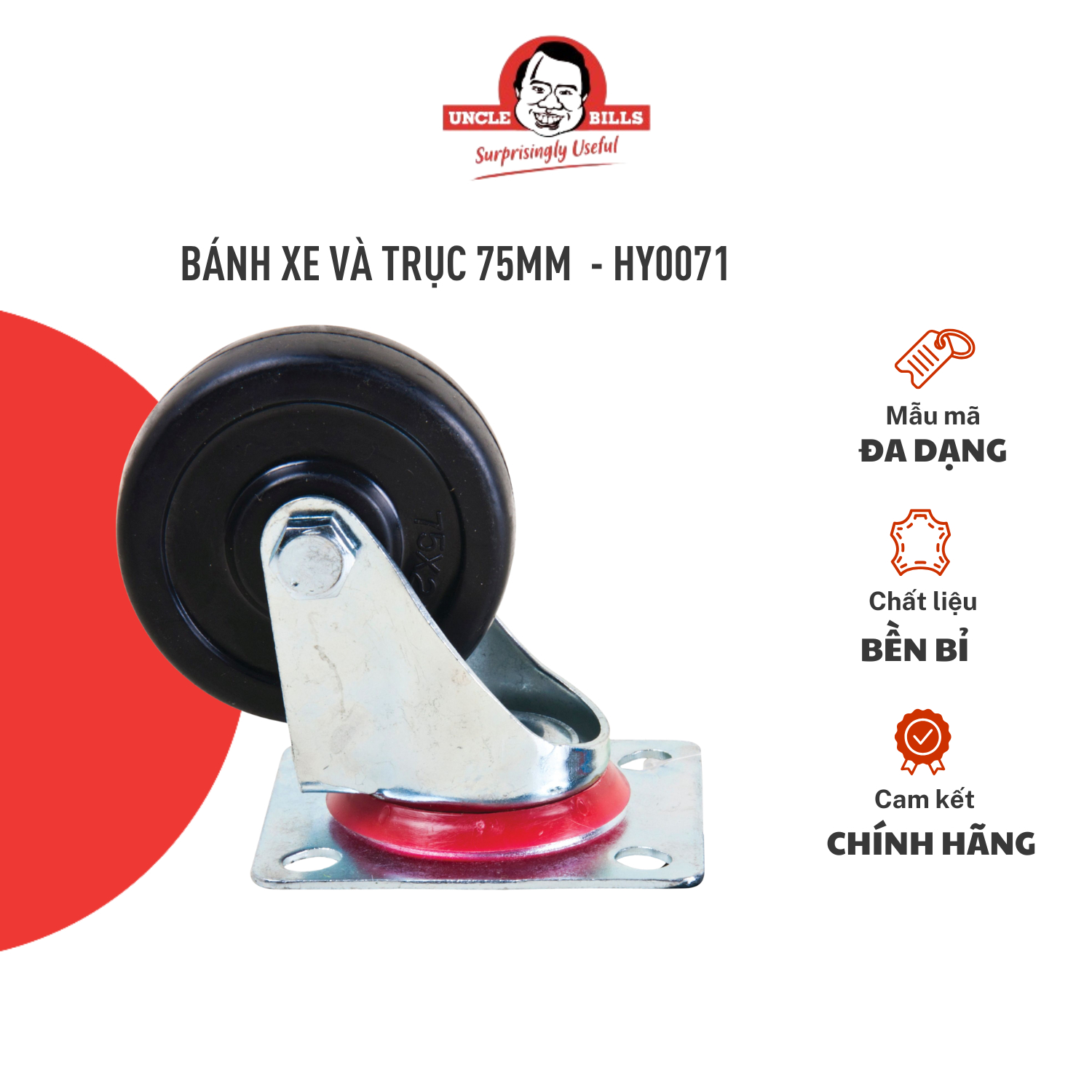 Bánh xe và trục 75mm ubl hy0071