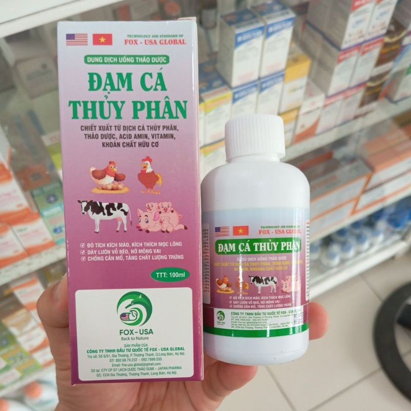 Đạm Cá Thủy Phân 100ml cung cấp protein, vitamin và khoáng cho gà tơ, gà đá, gà mái, heo