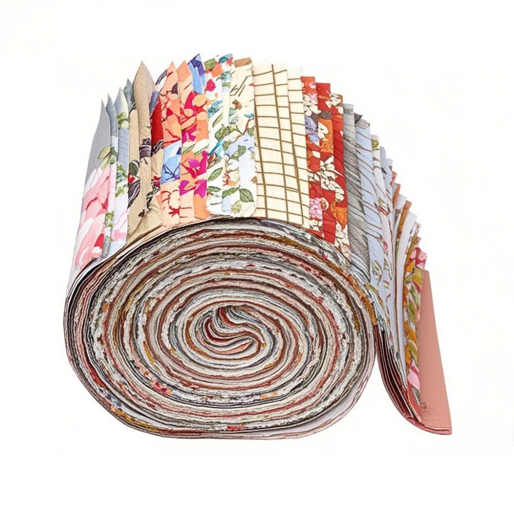 ELFINL 42 Sheets Creative Precuts Fabric Jelly Rolls Vintage Floral Colorful Floral Printed Fabric Pretty Cut Strips Mixed Color Series Patchwork Fabrics Handmade Accessories