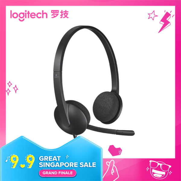 logitech H340 usb earphones wired computer headset with microphone noise cancelling earphones headphones headsets Singapore