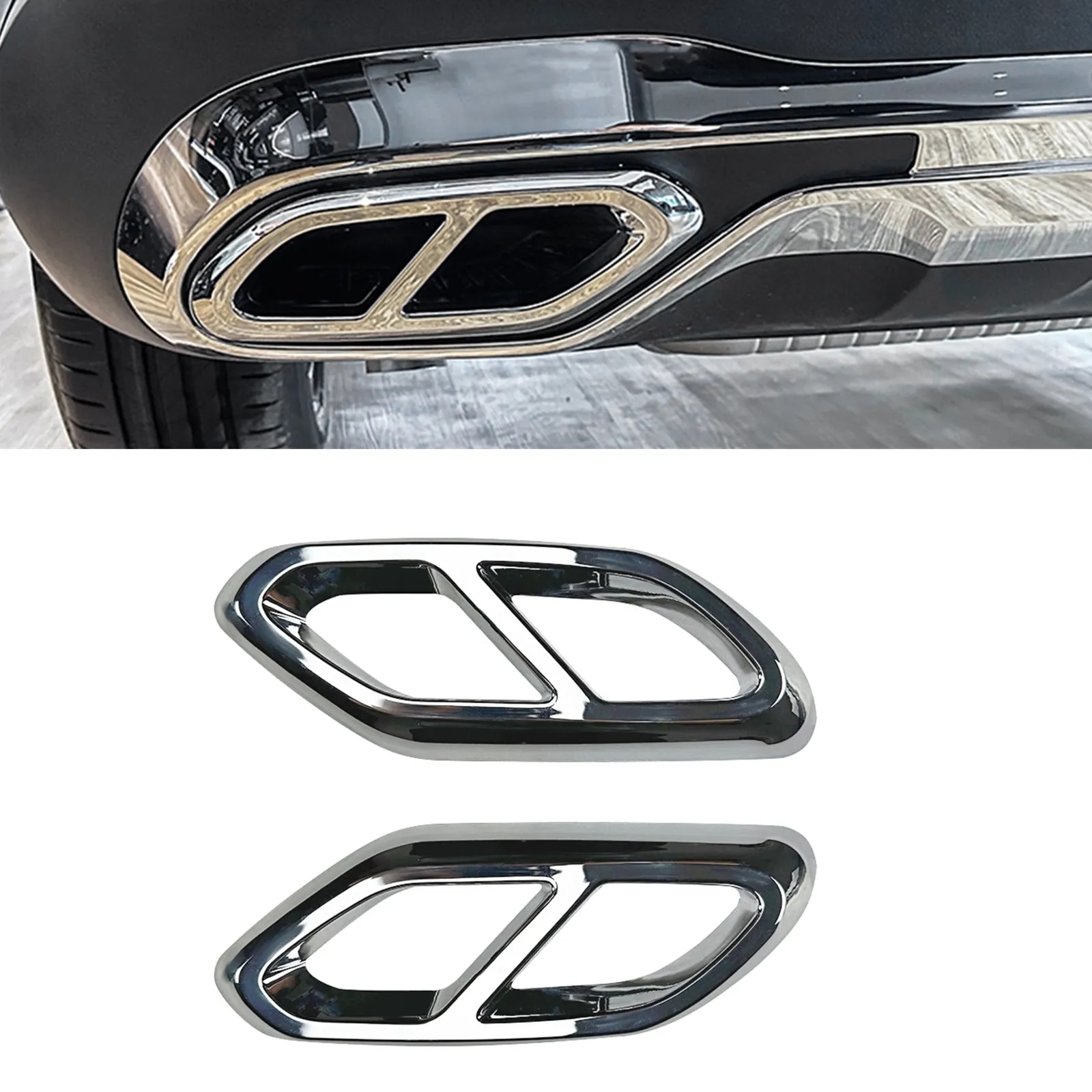 【100%-New】 For Mercedes Benz Glc Class X254 2023-Up Glc260 Glc300 Amg Rear Bumper Exhaust Cover Trim Muffler Quad Tip Air Outlet Vent Frame