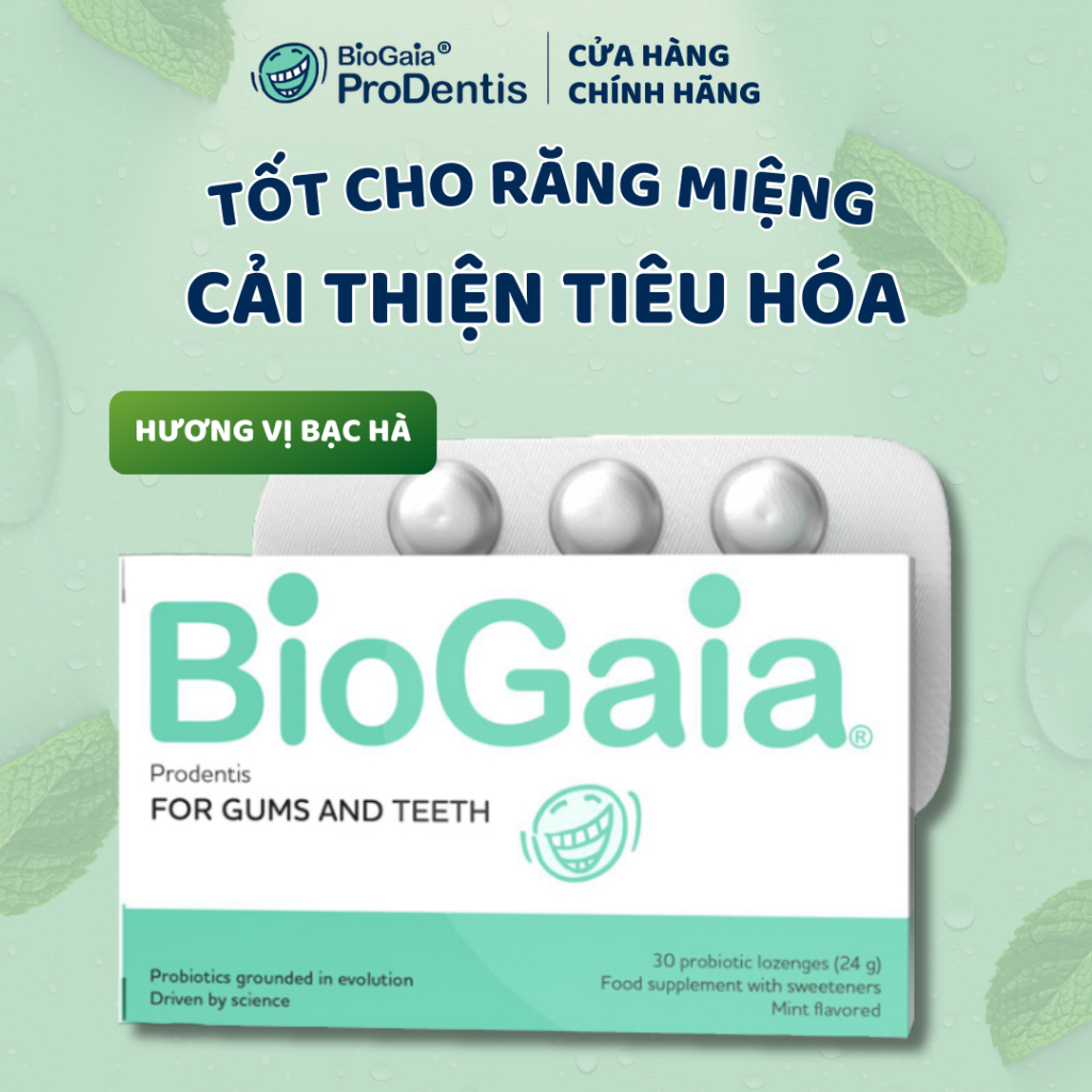 Men vi sinh cải thiện tình trạng răng miệng và tiêu hóa đường ruột BioGaia Prodentis - Viên ngậm Thụ