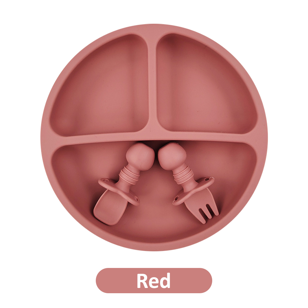 Baby Bowl Feeding Set 100% Food Grade Silicone Advanced Premium Suction Plate Bowl Spoon and Fork Feeding Set
