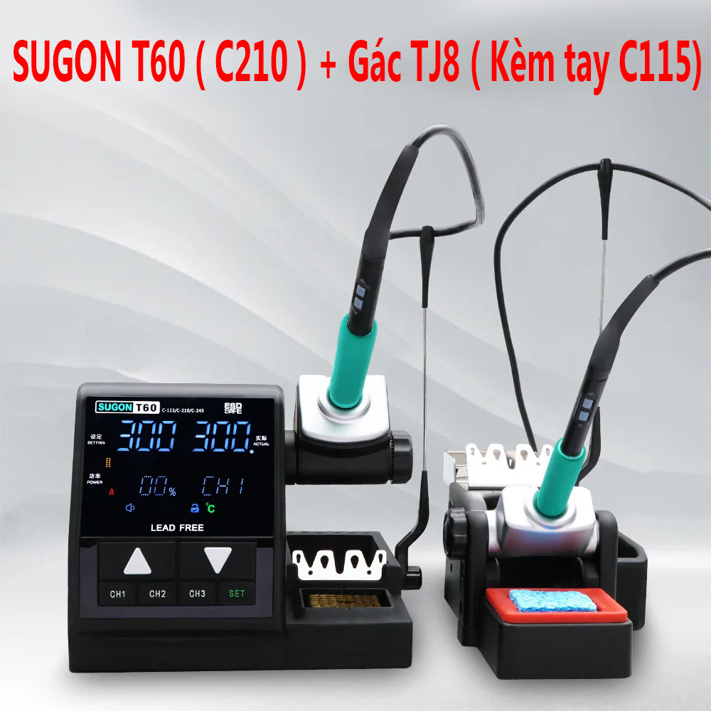 Máy hàn SUGON T60 dùng mũi C210/C245/C115 + gác tay hàn mở rộng SUGON TJ8