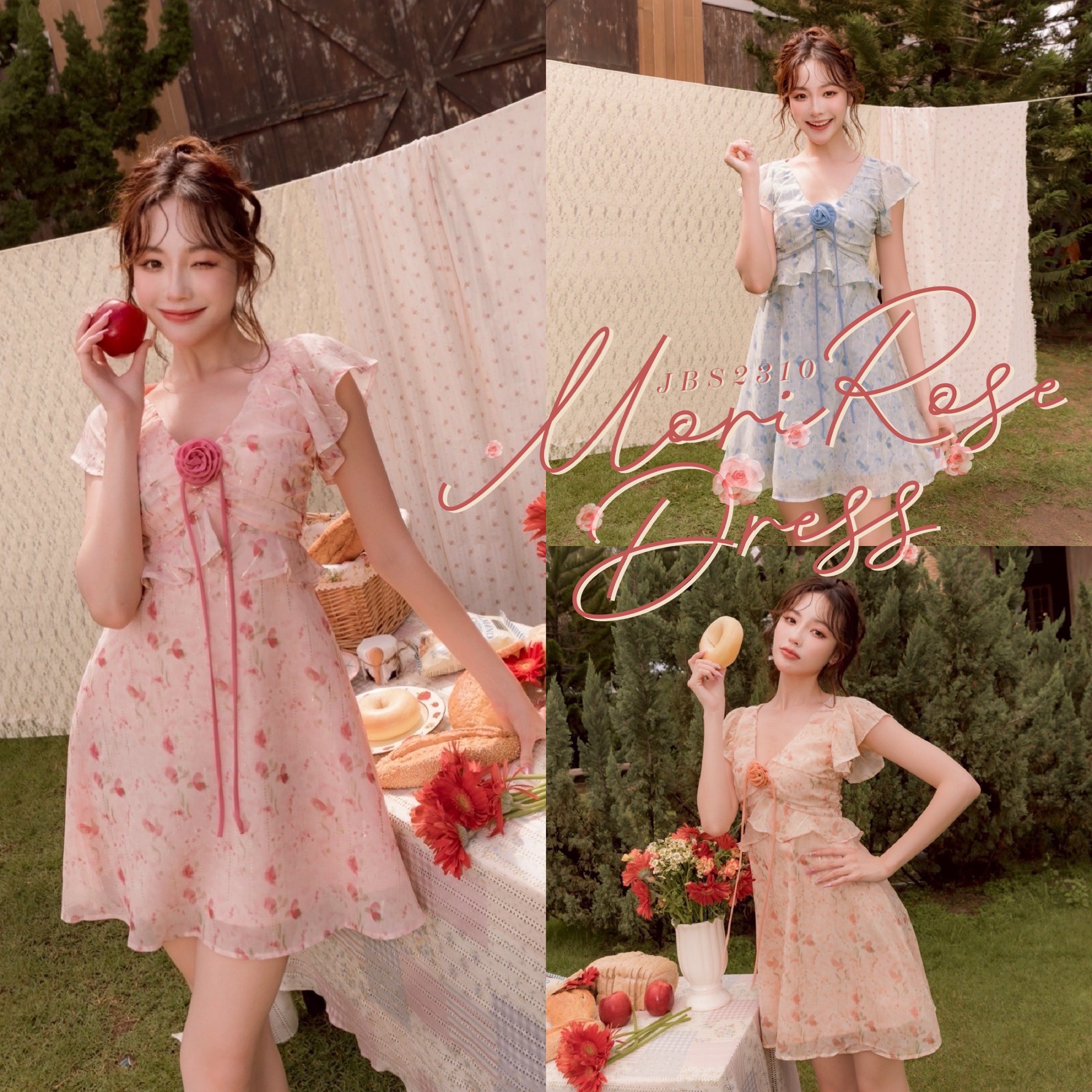 #JBS2310 Mori Rose Dress. ราคา 890 บาท*ส่งฟรี