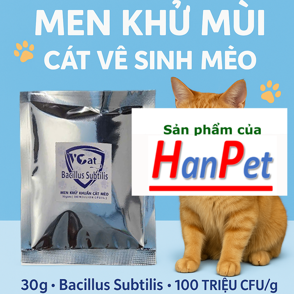 Men khử mùi cát mèo 30gr men khử khuẩn cát vệ sinh mèo