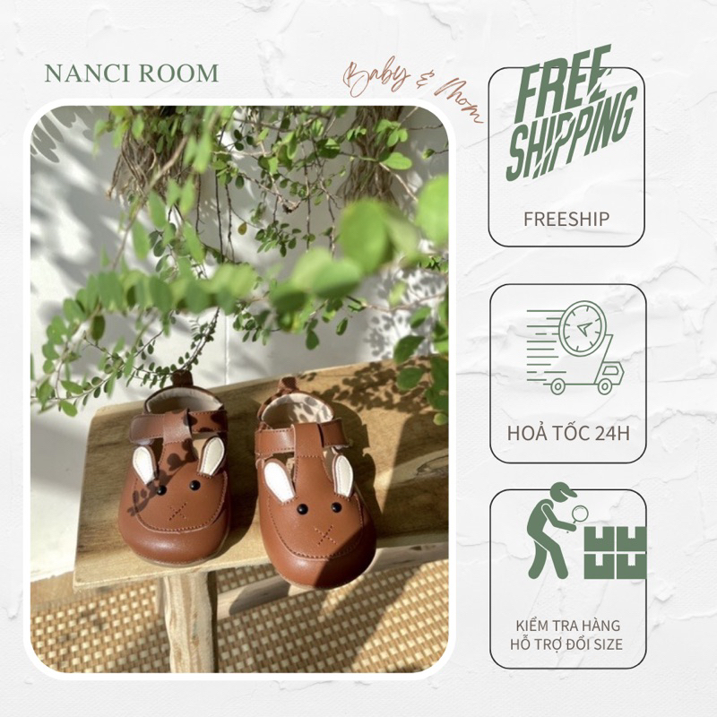 Giày da đế đúc em bé tai thỏ Nanci room