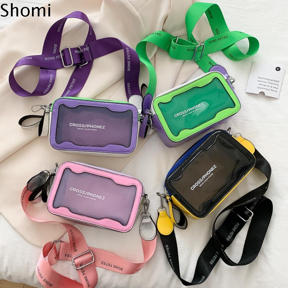 SHOMI โปร่งใสโปร่งใส กระเป๋าสะพายไหล่สำหรับผู้หญิง สไตล์เกาหลีแบบ กันน้ำกันน้ำได้ กระเป๋าสี่เหลี่ยมเล็ก กระเป๋าใส่โทรศัพท์มือถือ แบบพกพาได้ กระเป๋า Crossbody เทศกาลสงกรานต์ ราคา 278 บาท*ส่งฟรี