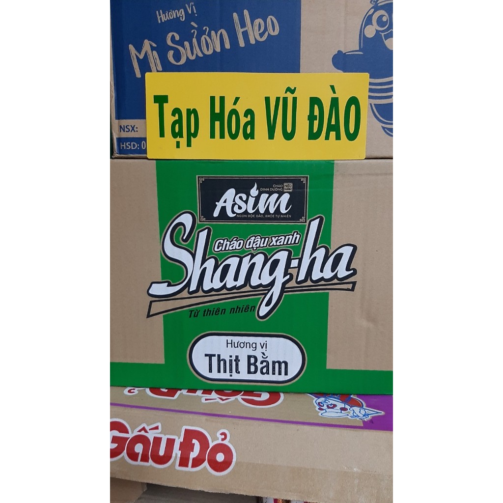 Thùng 24 ly Cháo đậu xanh Shang-ha Asim 50g - Hương vị thịt bằm