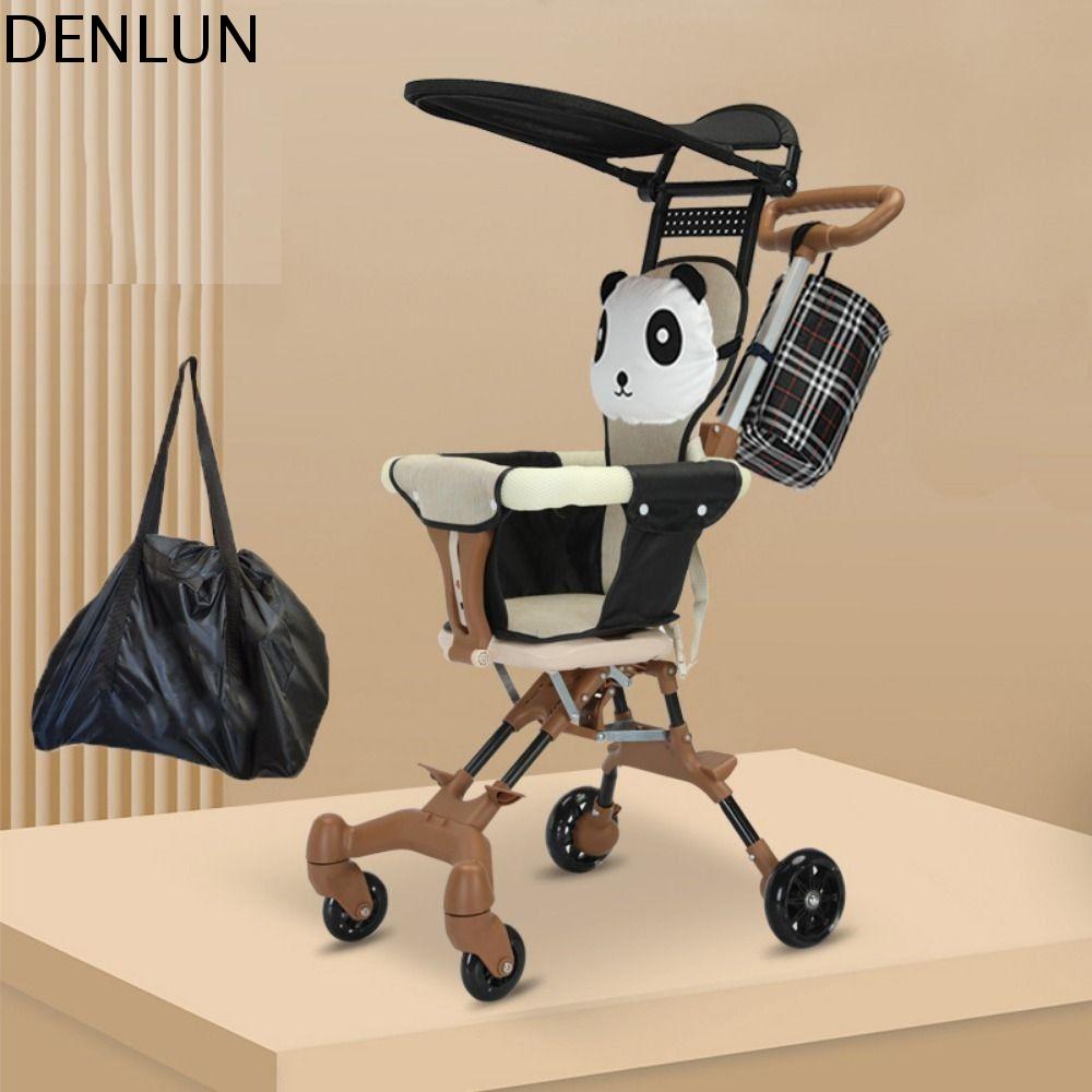 DENLUN ระบายอากาศได้ รถเข็นเดินทางสี่ล้อ แบบพับได้ 360 °   ล้อ รถเข็นเด็กพับได้ ง่าย ดูดซับแรงกระแทก รถเข็นเด็กแบบสองทาง กลางแจ้ง