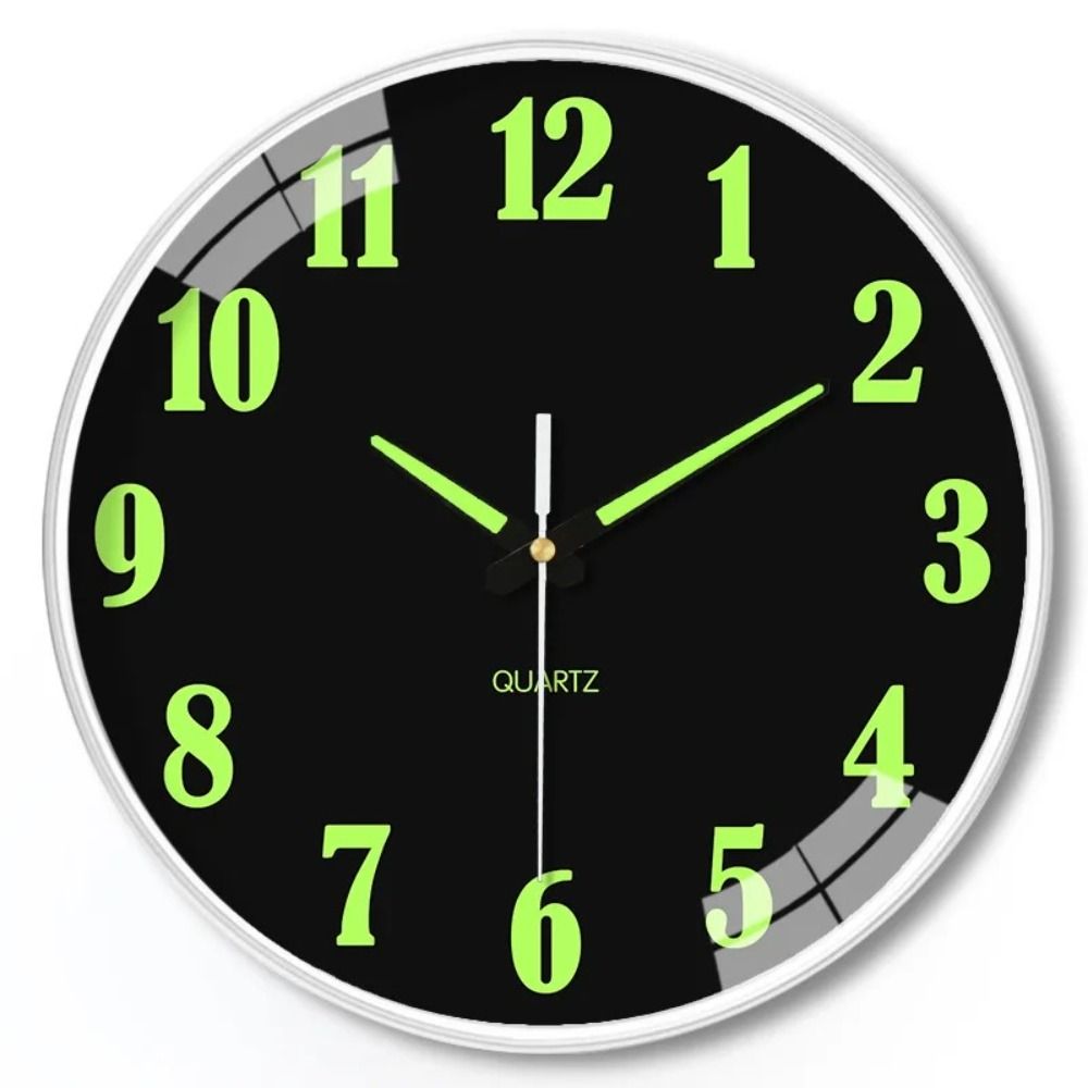 GLOBALTREE Silent Quartz Wall Clock Round Plastic Digital Clock Light Glow In The Dark Fashion Luminous Wall Clock Home