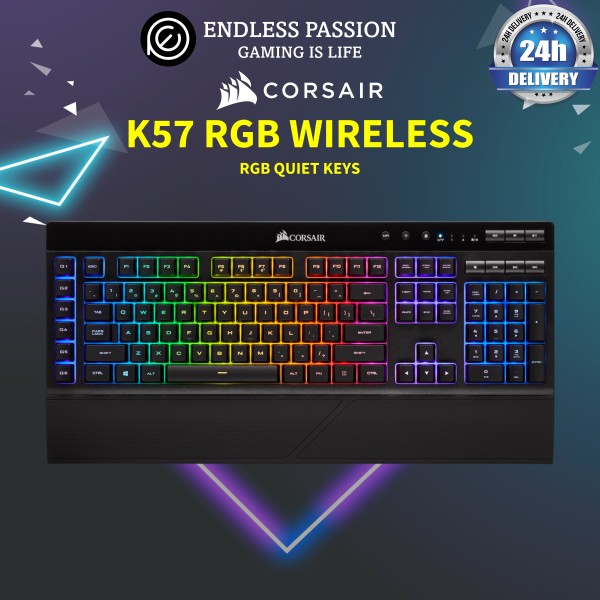 Corsair K57 RGB Wireless Gaming Keyboard - <1ms Response time with Slipstream Wireless - Connect with USB dongle, Bluetooth or Wired - Individually Backlit RGB Keys Singapore