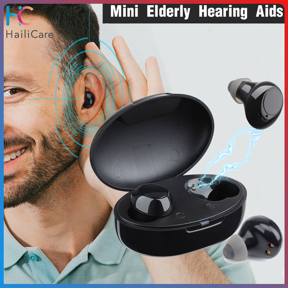 Hailicare Intelligent Hearing Aid Low Noise Wide Frequency Ear Care Sound Amplifier with Charger Box Elderly In-Ear Deaf Mini Hearing Aid ราคา 1,307 บาท*ส่งฟรี