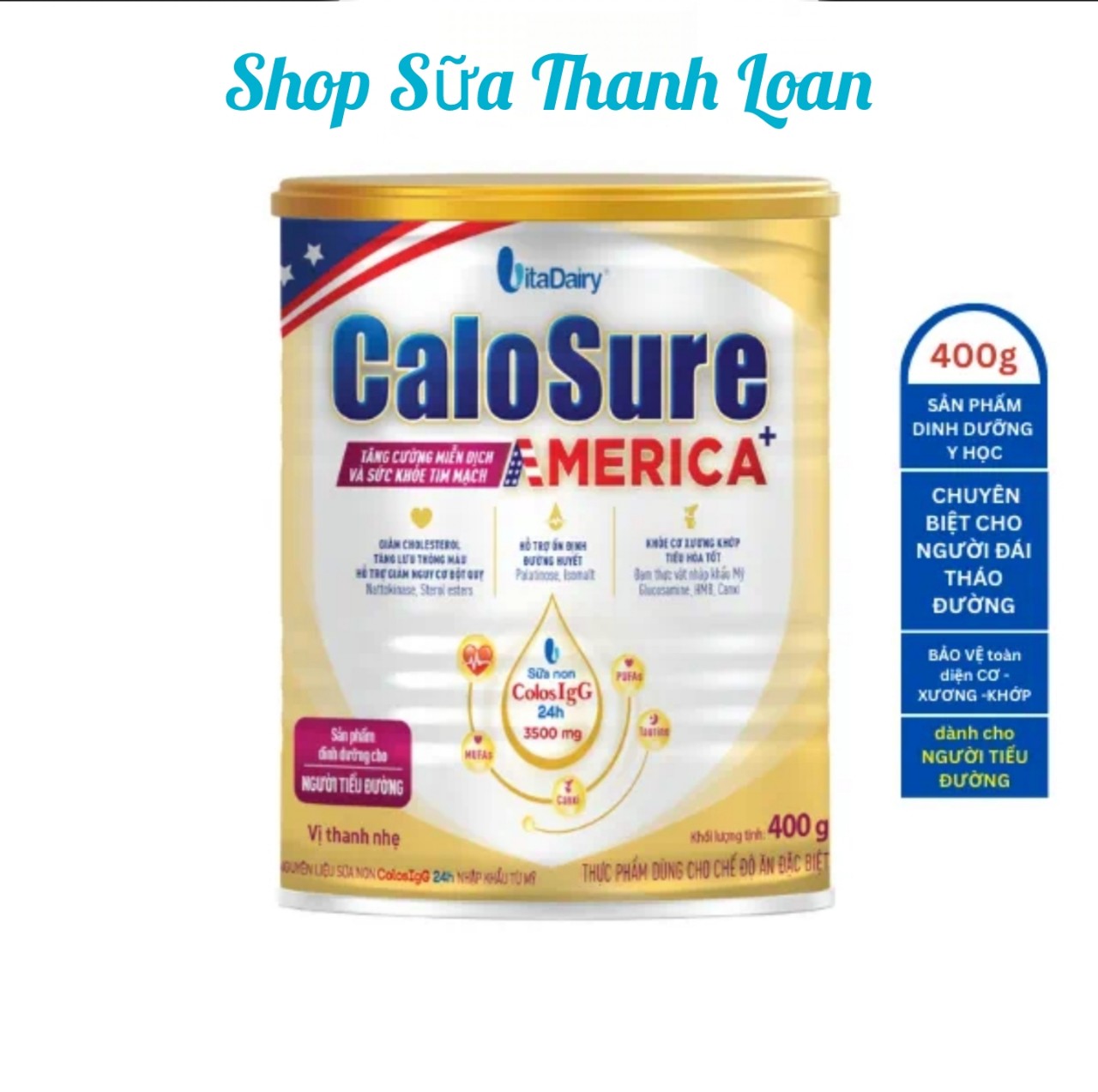HSD T6-2025 Sữa Bột Calosure America+ Tiểu Đường 400g.