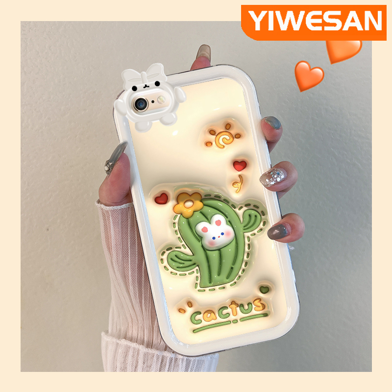 Yiwesan Ốp lưng cho iPhone 6 Plus 6S Plus 7 Plus 8 Plus Ốp lưng hoạt hình 3D hình thỏ xương rồng rực rỡ mới con quỷ nhỏ đáng yêu Vỏ bảo vệ silicon chống sốc trong suốt Ốp điện thoại Trong Suốt Mềm ống kính máy ảnh