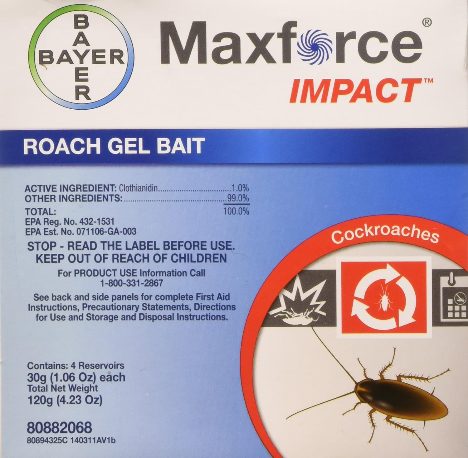 Bayer 80882068 Impact Roach Bait Maxforce Gel, Four 30g s ราคา 2,008 บาท*ส่งฟรี