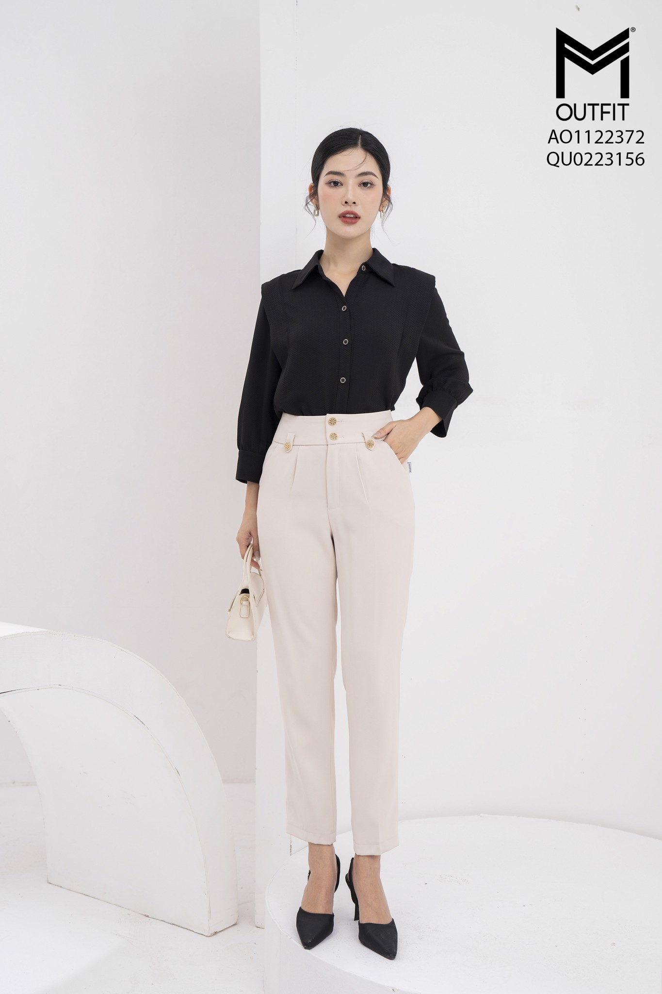 Áo sơ mi dài tay, cổ đức -Mmoutfit