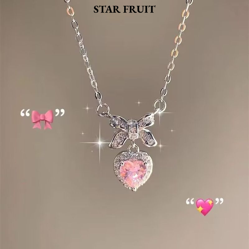 STAR FRUIT⭐ Elegant Deer Pendant Necklace with Purple Gem and Sparkling Crystals, Delicate Gold Chain for Women's Daily Wear ราคา 19 บาท*ส่งฟรี