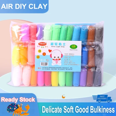 12 /24 / 36 PCS Colorful Kids Modeling Light Soft Clay Air Dry Clay Studio Toy Bright Color No-Toxic Modeling Clay Creative DIY Crafts