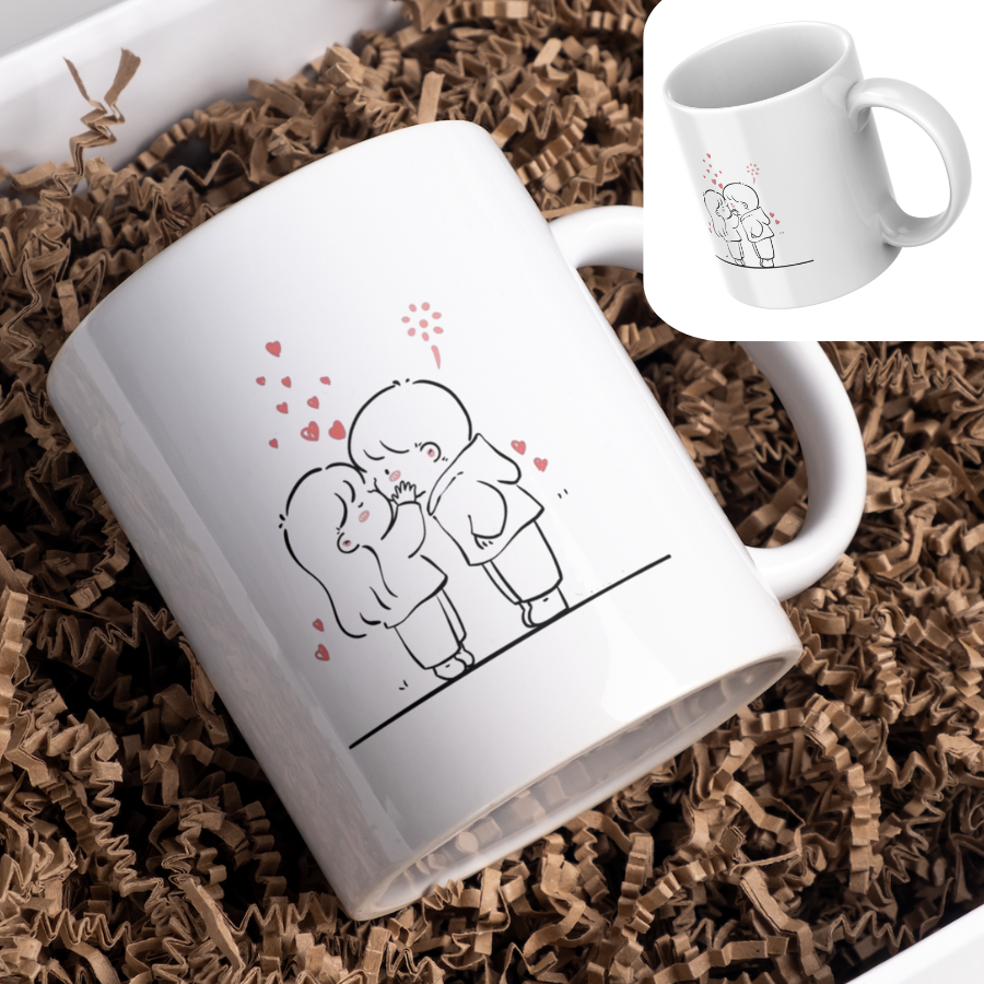 ☾☽ADDVT☾☽ Couple Ceramic Cups, Meaningful Couple Valentine's Day February 14 Gifts, Lovely Decorative Ceramic Drinking Cups ราคา 372 บาท*ส่งฟรี