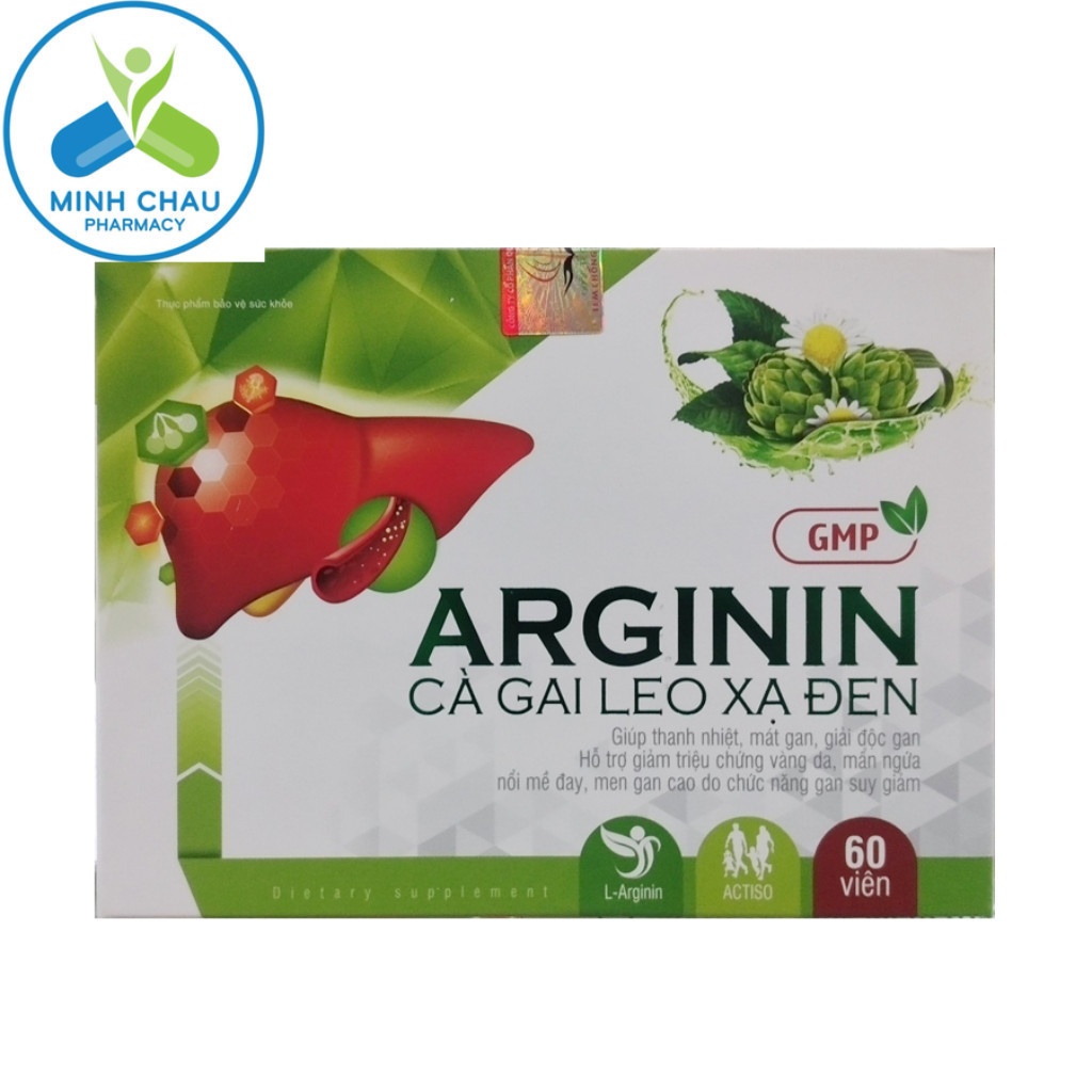 Viên bổ gan ARGININ Cà gai leo xạ đen - Actiso hộp 60 viên uống giúp giải độc gan