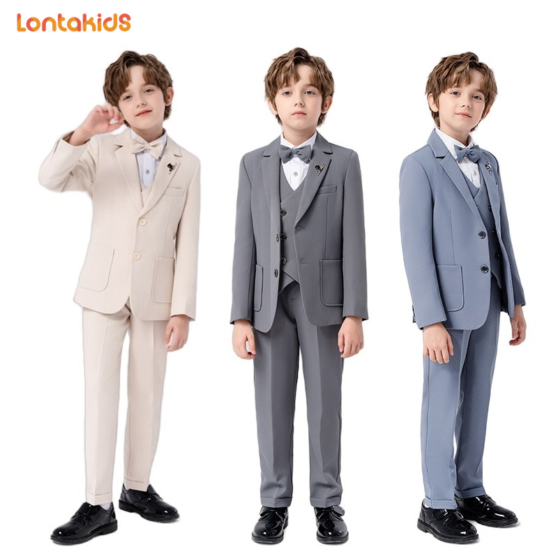 lontakids 4Pcs Kids Boys Formal Wear (Jacket+Pants+Shirt+Tie