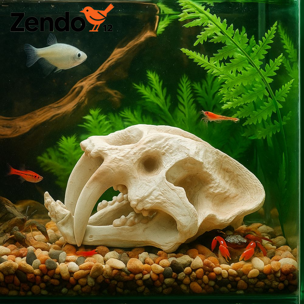 ZENDO12 Nhựa Bộ xương khủng long Mô phỏng Sống động như thật Đồ trang trí bể cá Đồ trang trí cảnh quan Trang trí Đồ trang trí đầu khủng long Cảnh quan cỏ nước