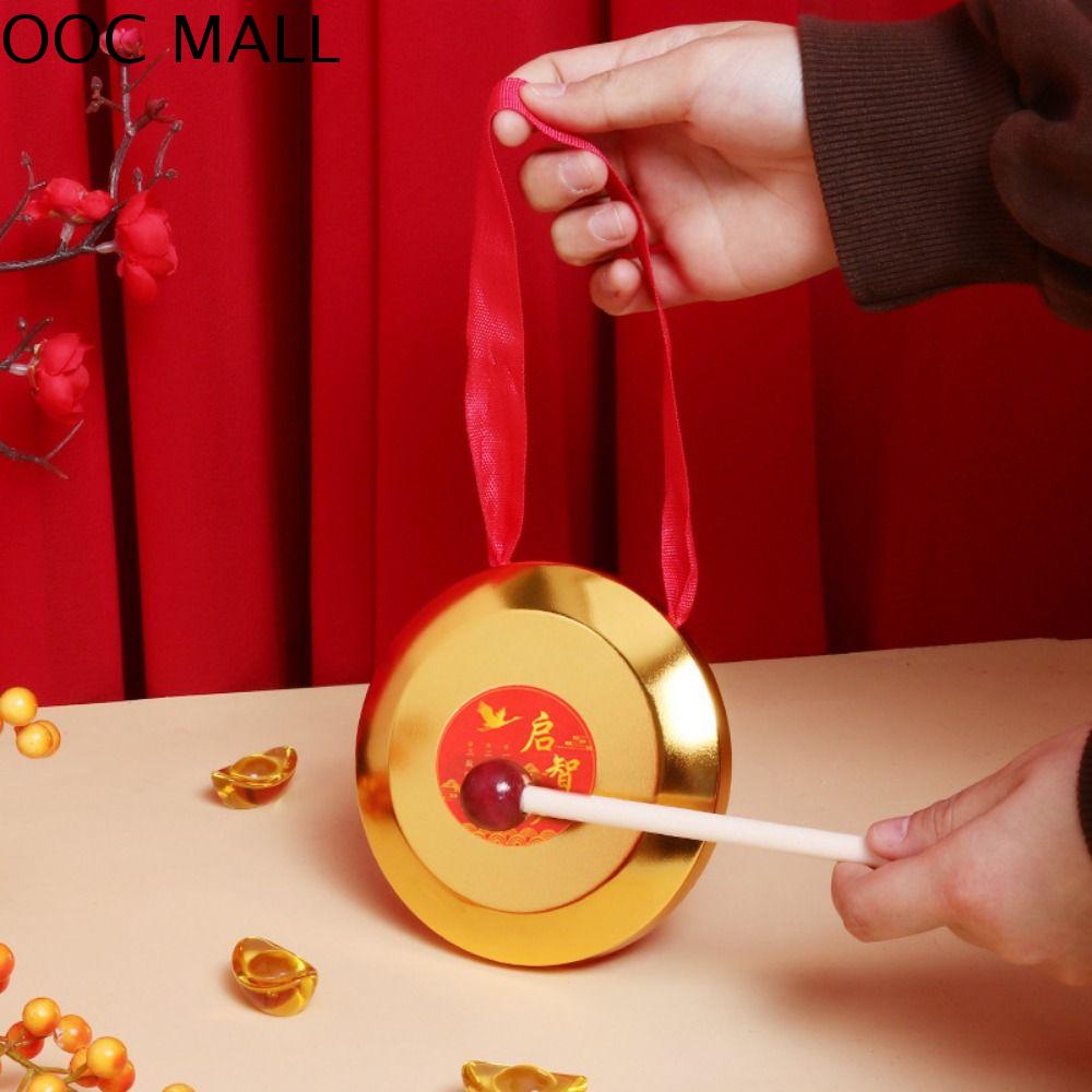 OOC Truyền thống Bộ trống cồng chiêng nhỏ Đồng Phong cách Trung Quốc Cồng tay Đồ chơi thú vị cho trẻ em 12cm Đồ chơi trẻ em Cồng Chiêng Cho em bé tắm
