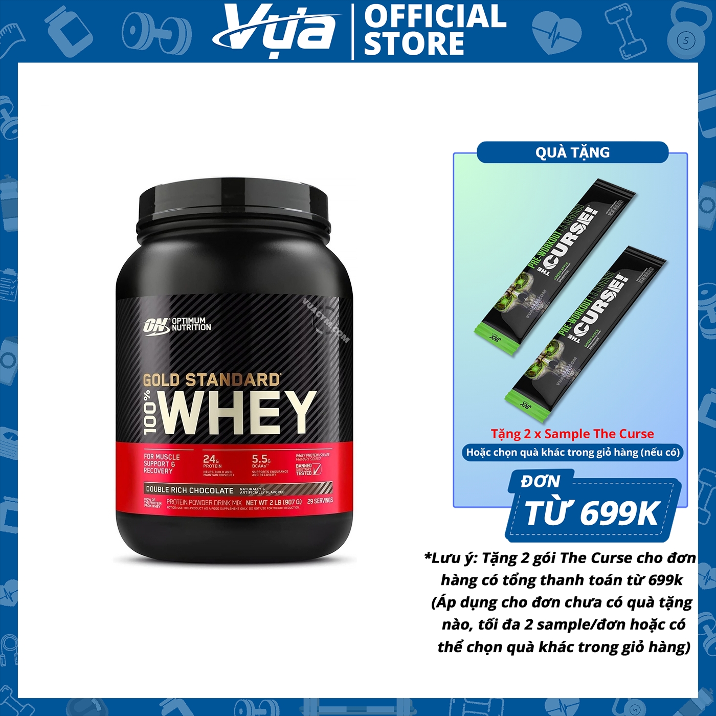Bột protein optimum nutrition - gold standard whey - tăng cơ giảm mỡ, hỗ trợ phục hồi cơ bắp, chính hãng