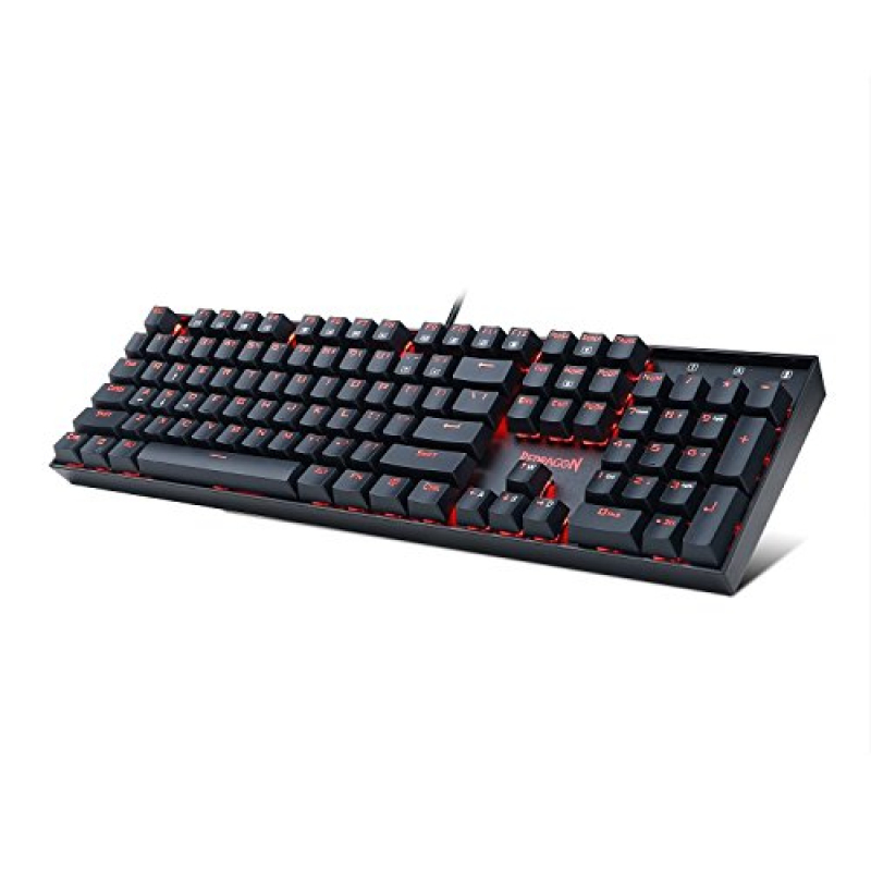 Redragon K551 Mechanical Gaming Keyboard with Cherry MX Blue Switches Vara 104 Keys Numpad Tactile USB Wired Computer Keyboard Steel Construction for Windows PC Games (Black RED LED Backlit) Singapore