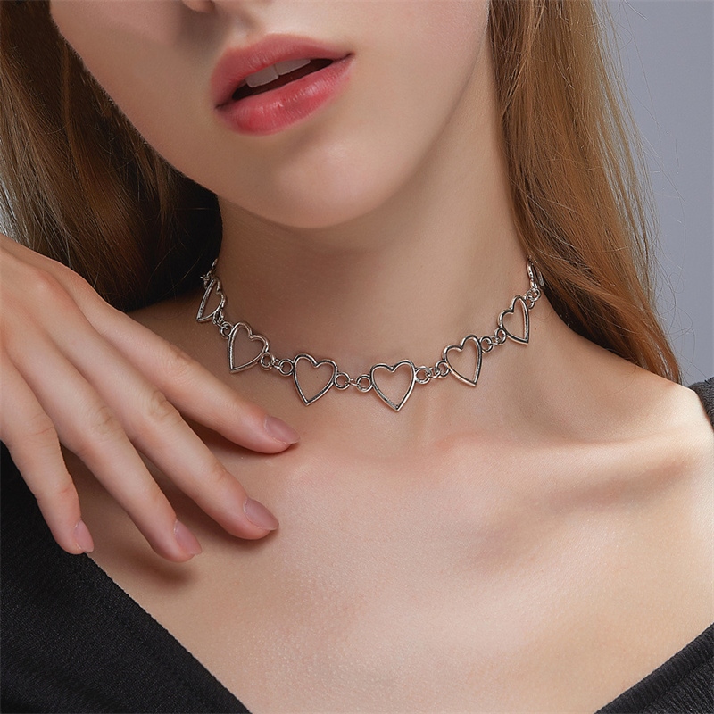 【YF】 Kpop vintage harajuku goth metal coração pescoço cadeias gargantilha grunge colares para feminino egirl cosplay acessórios estéticos jóias