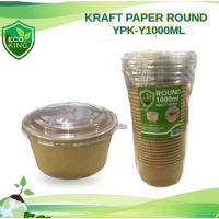 Gateway Eco King Round Kraft Paper Bowl 25PCS Container Disposable Bowls With Plastic Lid Biodegradable