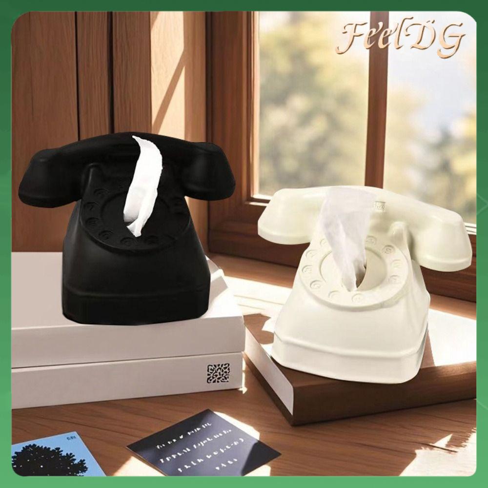 FEELDG Silicon Hộp khăn giấy Hình dạng điện thoại Phong cách retro Hộp giấy Đồ trang trí Sang trọng Hộp lưu trữ Phòng khách