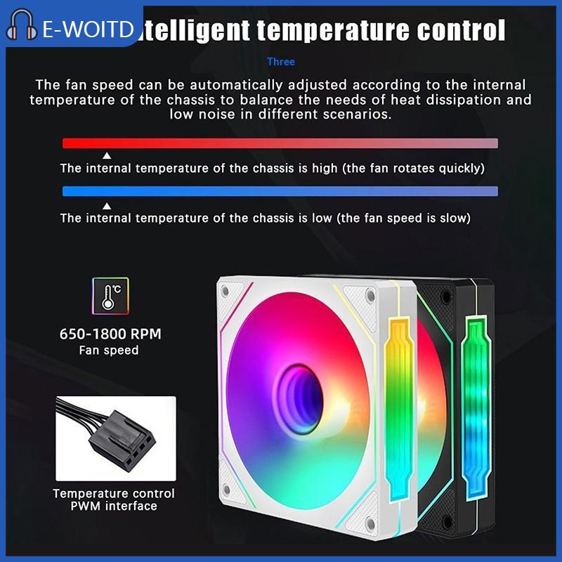【E-WOITD】 พัดลมระบายความร้อนเงียบ12ซม. ARGB 4ขาคอมพิวเตอร์12V 8001600RPM ปริมาณอากาศขนาดใหญ่สำหรับบ้านสำนักงานเดสก์ท็อปพีซี ราคา 161 บาท*ส่งฟรี