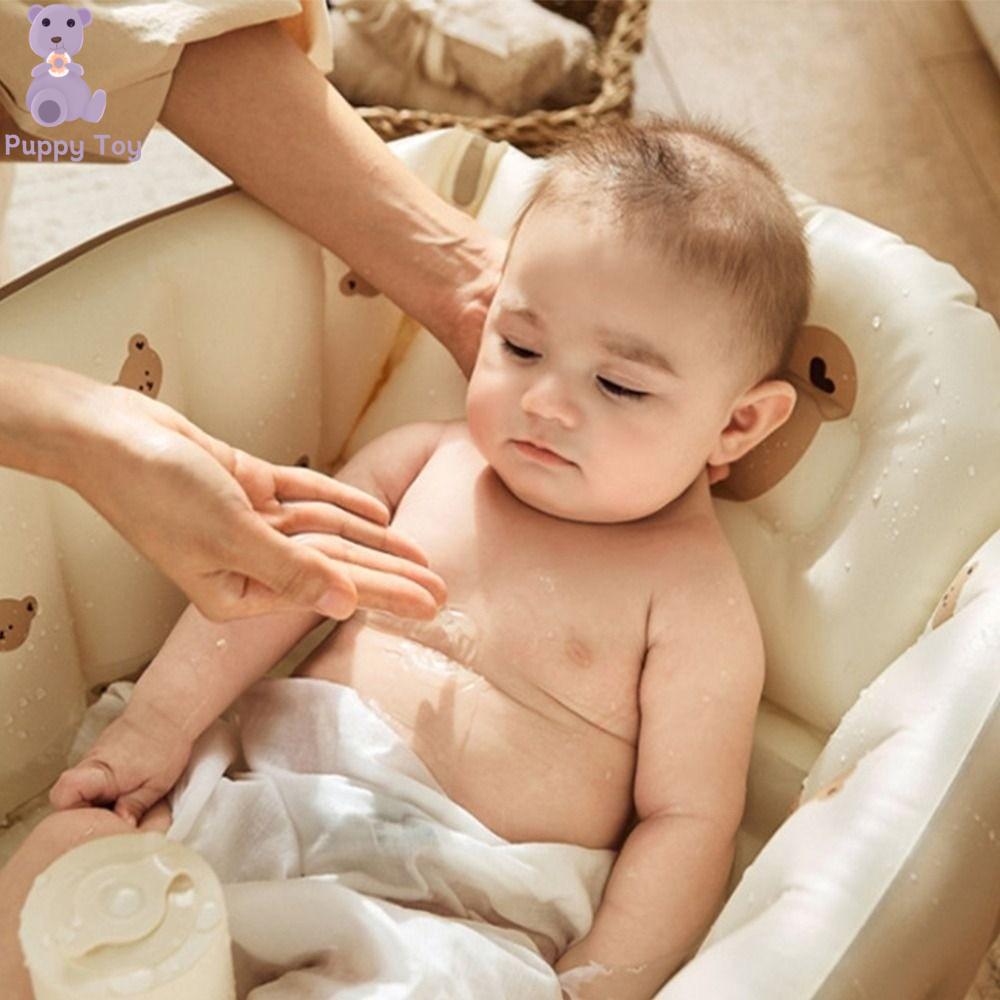 TESDFD PVC Bể bơi phao chấm bi Gấu hoạt hình Phong cách Hàn Quốc Bồn tắm nước cho trẻ sơ sinh Sáng tạo Di động Bồn tắm cho bé Trẻ sơ sinh từ 0-6 tháng tuổi