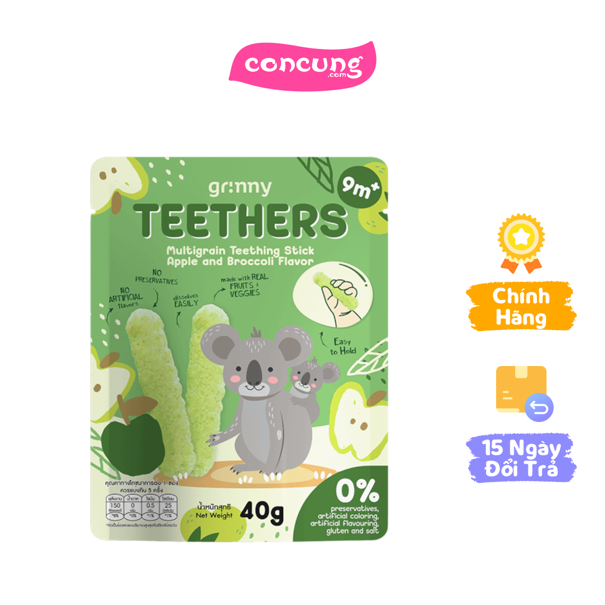 Bánh Gặm Nướu Ngũ Cốc Grinny Vị Táo Và Bông Cải Xanh