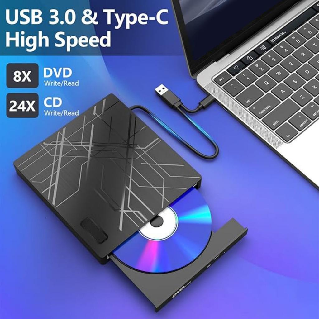Phổ đĩa CD DVD Burners đôi giao diện USB C ổ đĩa ngoài cho du lịch