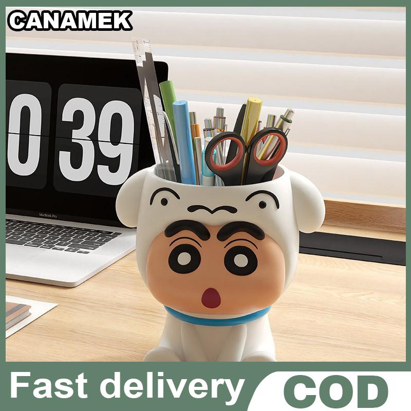 CANAMEK Crayon Shin Chan อะนิเมะรูปการ์ตูนอุปกรณ์ตกแต่งกล่องเก็บของอุปกรณ์เสริมโต๊ะที่ใส่ปากกาของขวัญ