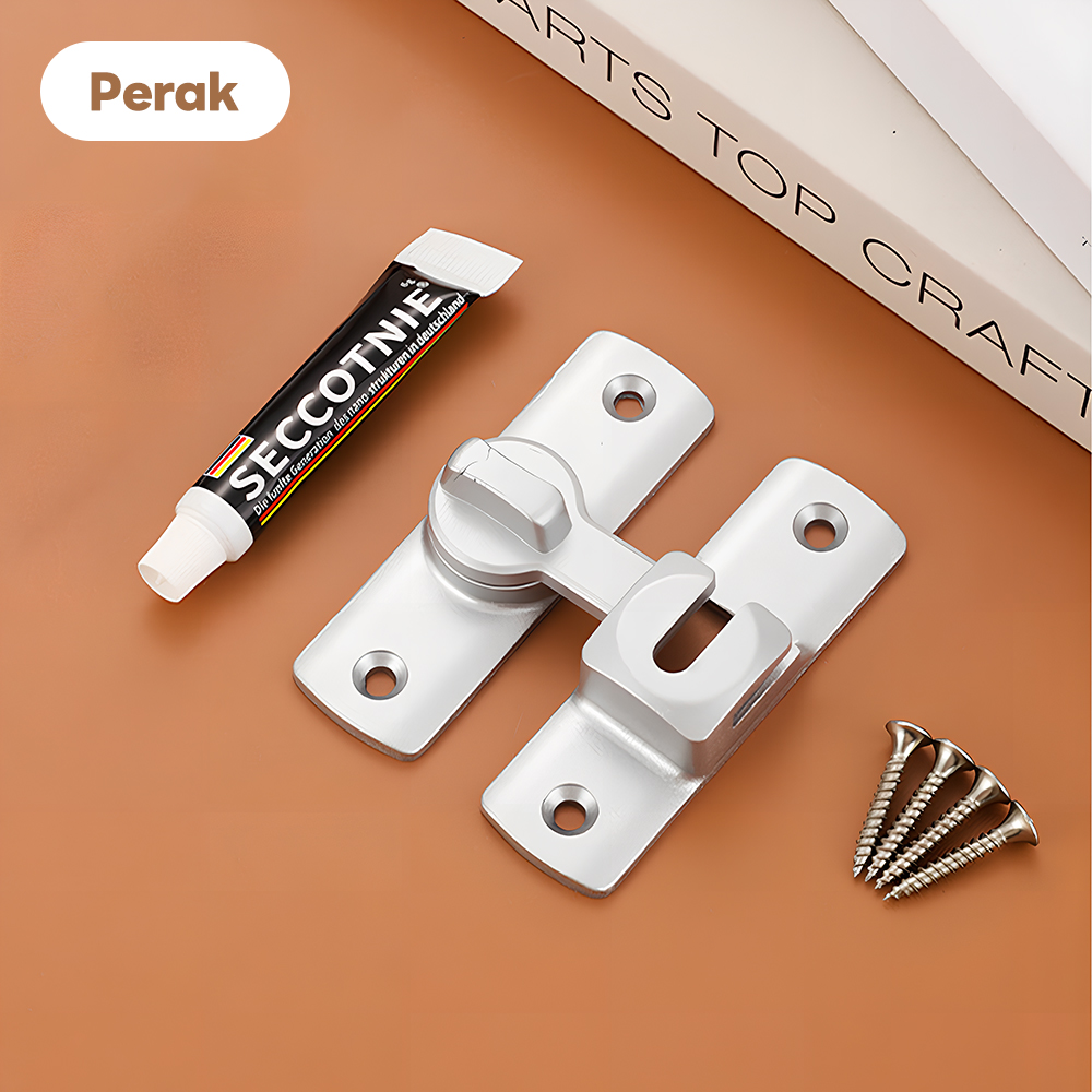 Mumystation Selak Pintu Gelangsar Sliding Door Latch Lock 90/180 Degree Flip Door Lock Free Adhesive