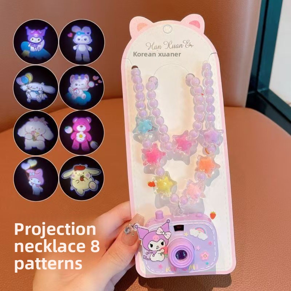 PALE Giai điệu Dây chuyền máy ảnh chiếu Kuromi.  dây chuyền hoạt hình Vòng tay hạt Cinnamoroll  Phụ kiện thời trang Đồ chơi chiếu hình Quà tặng trẻ em