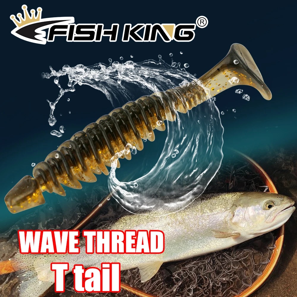 【New Arrivals】 Fish King 10pcs Soft Lure Silicone Bait 45mm 60mm T Tail Soft Lure Fishing Lures Swimbait Wobblers Artificial Tackle Jig Lure