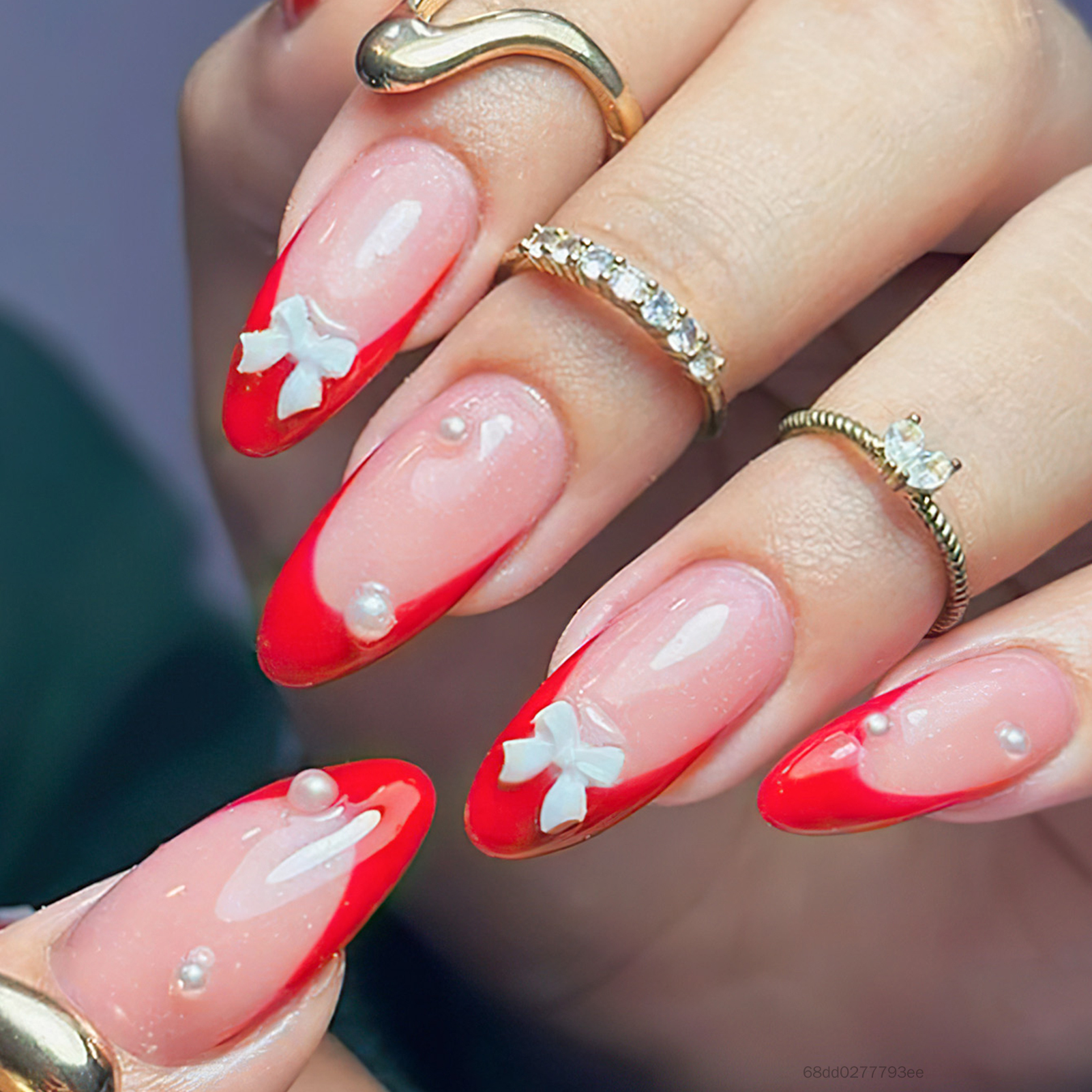 Mới 24 cái màu hồng Pháp ngọc trai Bowknot Handmade móng tay giả tái sử dụng thiết lập FL-VN Giá  59,000 Đồng*Miễn phí vận chuyển