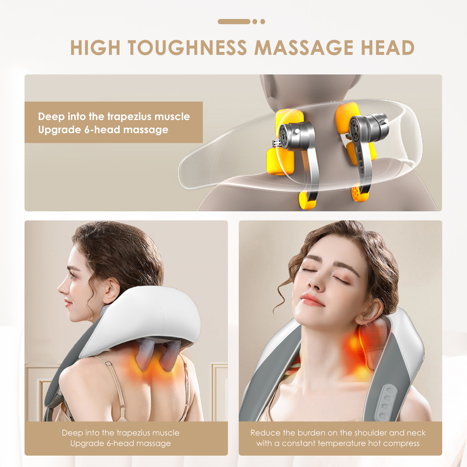 Massager Head for Neck Shoulder with Heat Goletsure Deep 5D