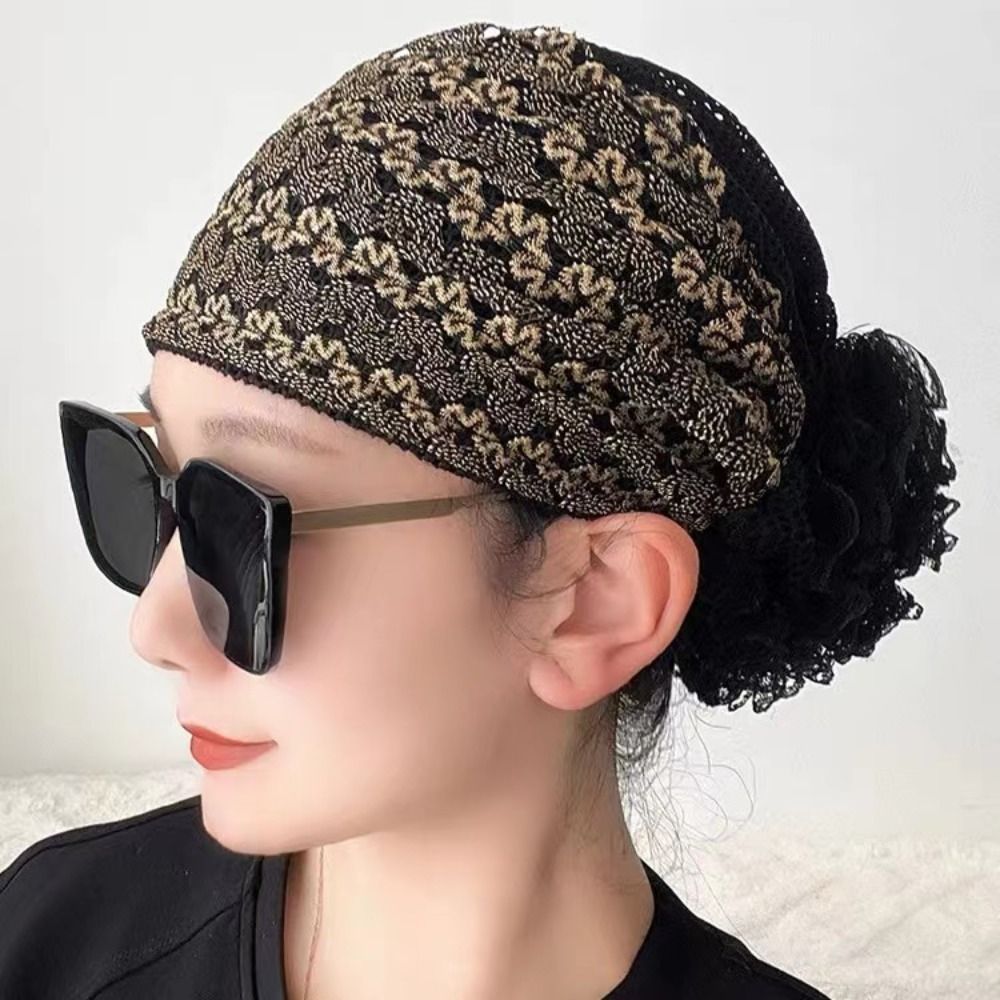 NNIWEEI Màu trơn Mũ trùm đầu hồi giáo Sợi acrylic Ren Khăn xếp Hoài cổ Khăn Quấn Đầu Châu Phi Phụ nữ - 5