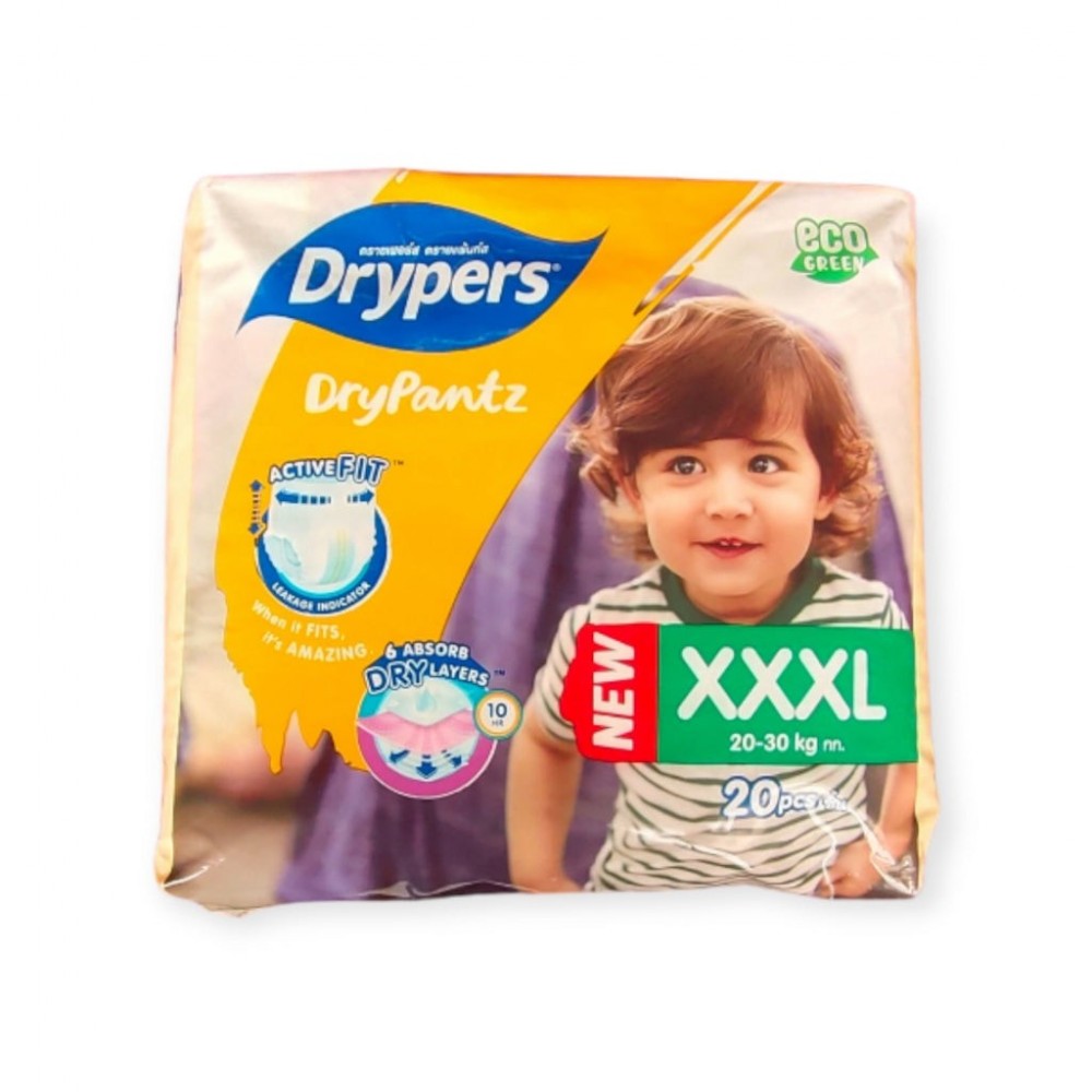 Drypers Drypantz Baby Diapers Mega Pants Comfortable Leak Protection Pack M58/L48/XL42/XXL36/XXXL20/XXXXL18