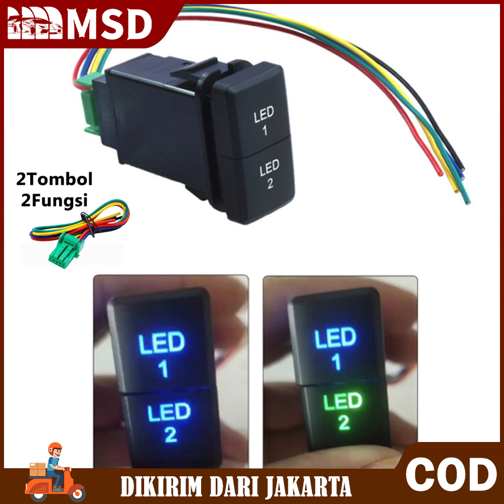 Sakelar lampu kabut tombol ganda Toyota cocok untuk Camry Corolla Prius Highlander lampu kabut radar pintu belakang 2 tombol 2 fungsi 1 tombol 1 fungsi SEWIT FOGLAMP tombol sakelar lampu tembak DRL PROGIE PROJI SHOOT 12V UK 21mm×39mm Harga 52,000 rupiah*Gratis Ongkir
