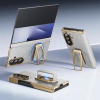 OATSBASF for Samsung Galaxy Z TriFold Case 360° Rotatable Metal Kickstand Ultra Light Leather Case