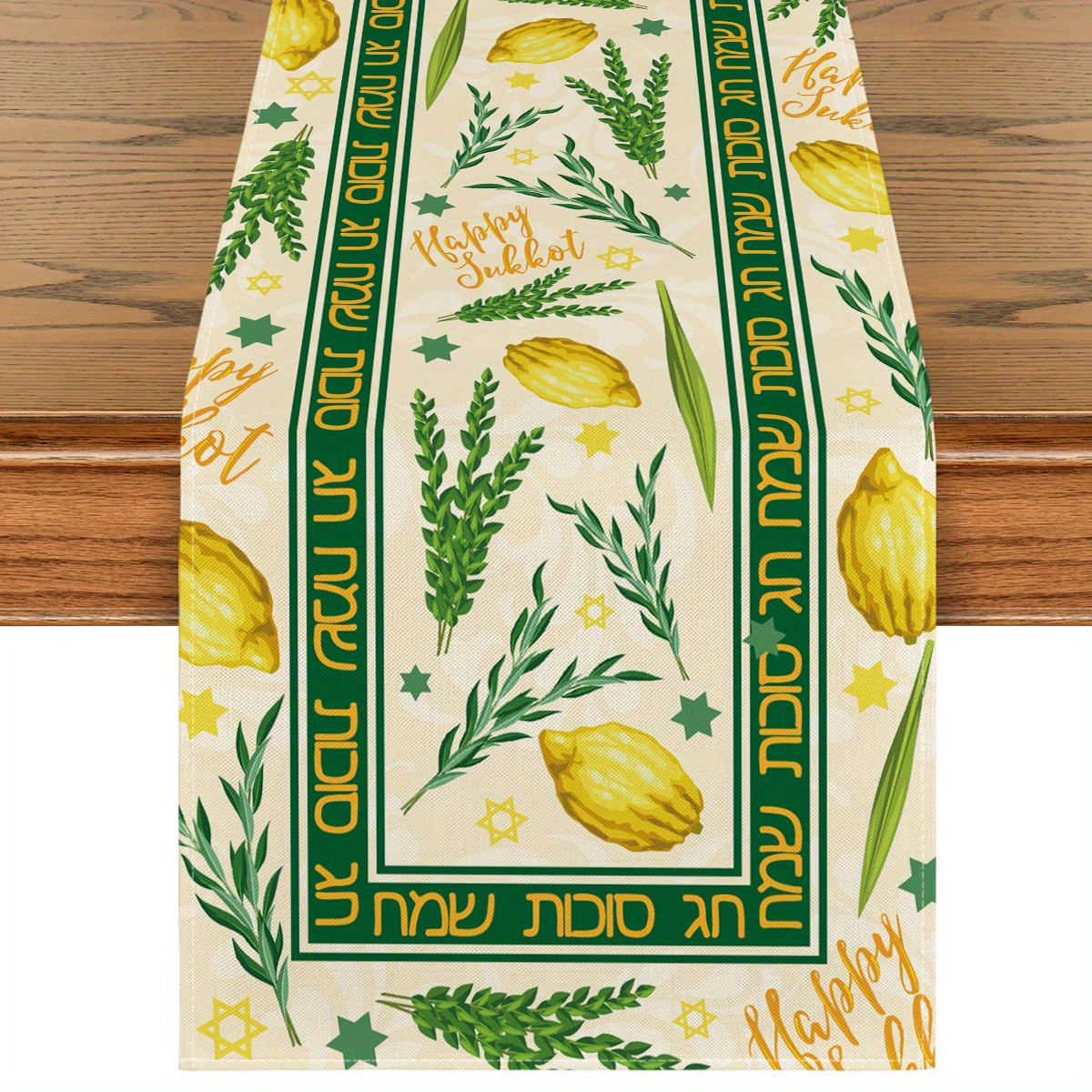 Happy Sukkot en Runner Home Party Reusable Sukkah Etrog Lulav Runners Holiday Kitchen Dining Table Decor