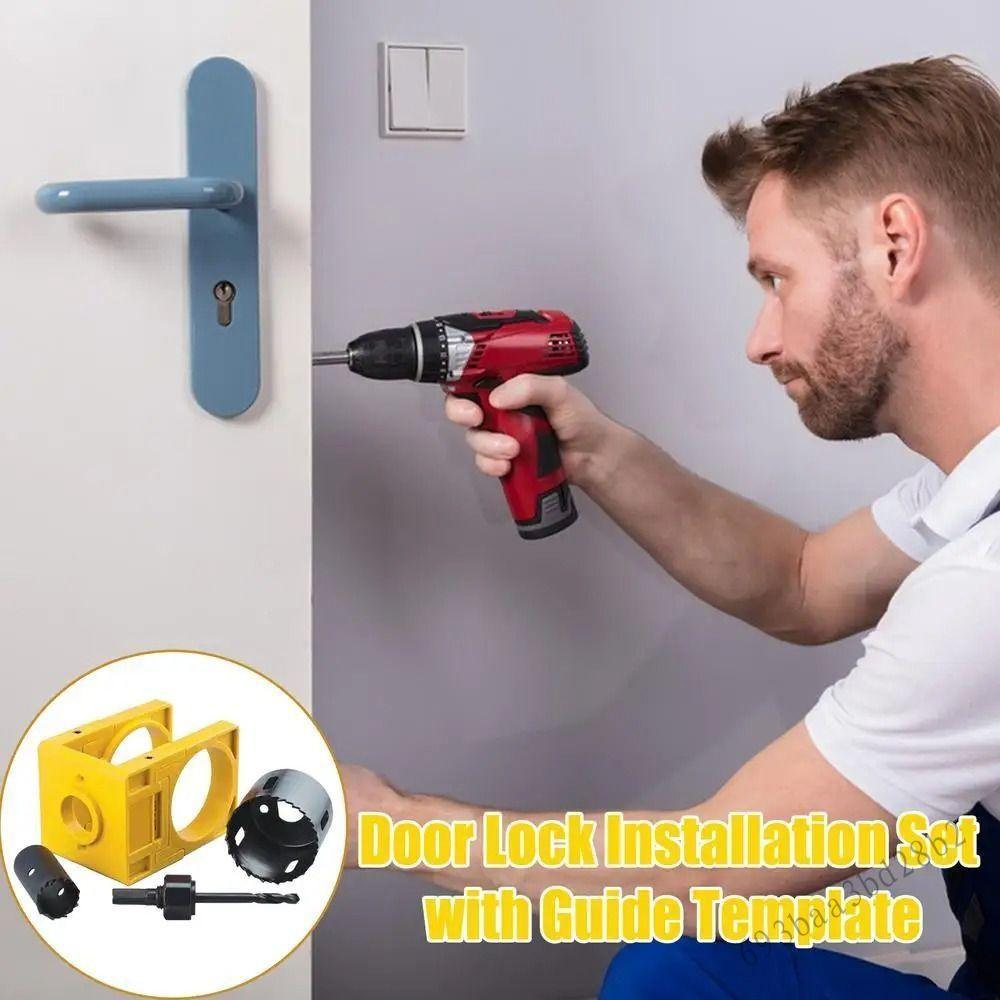 Bộ khoan lỗ núm cửa bằng thép carbon - Công cụ lắp đặt khóa có mẫu hướng dẫn